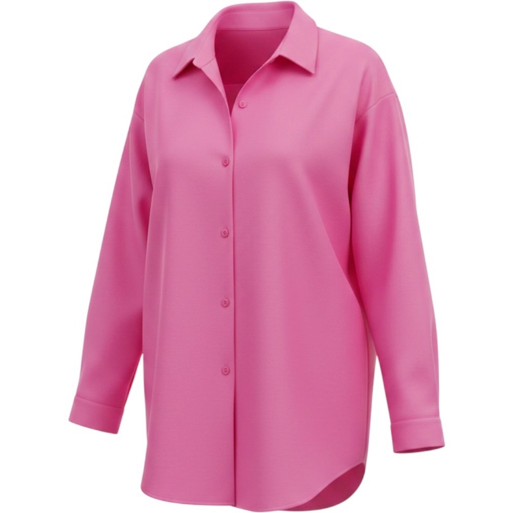 ISHYU Woman Pink 100% Linen Button Down Shirt Plus Size 3X Long Sleeve Pocket